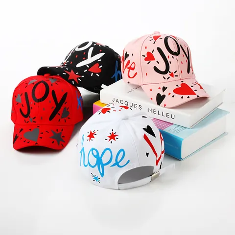 Kids Hip Hop Baseball Cap Cartoon Graffiti Letters Cotton Adjustable Sun Hat For Boys Girls Streetwear Fashion Peaked Cap