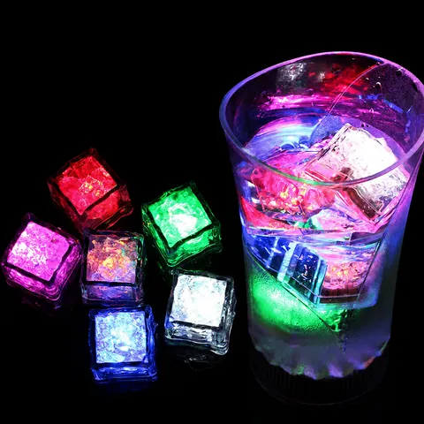 Glaçons Lumineux LED Multicolore Activés par le Liquide Glaçons Lumineux Submersibles pour Boissons Bar Club Mariage Fête Décoration
