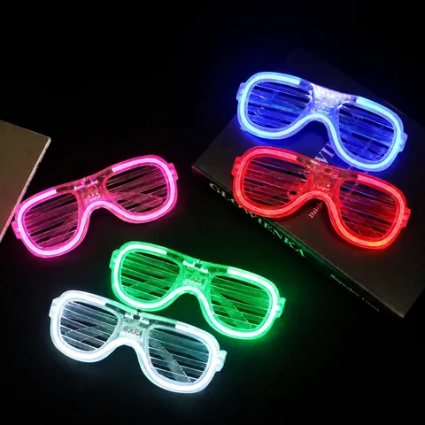 Lunettes LED Lumineuses à Volet Néon Lumineuses pour Fête Noël Halloween Rave Concert Fournitures Cadre Carré à Volet Cadeaux de Fête Accessoires Lumineux dans le Noir