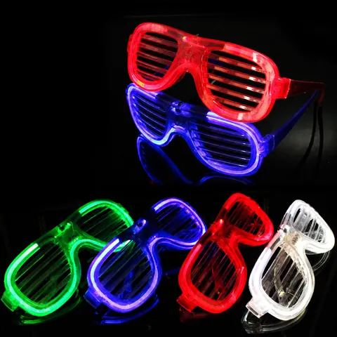 Lunettes LED Lumineuses à Volet Néon Lumineuses pour Fête Noël Halloween Rave Concert Fournitures Cadre Carré à Volet Cadeaux de Fête Accessoires Lumineux dans le Noir