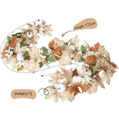 Ghirlanda di Vite di Foglie di Acero Artificiale Pianta Pendente Fogliame Autunnale per Halloween Ringraziamento Casa Parete Festa Decorazione