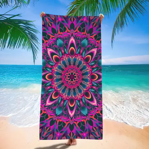 Toalla de Playa de Microfibra Mandala Secado Rápido Sin Arena Toalla de Baño Fibra Superfina Grande Absorbente Viaje Piscina Para Adultos Yoga Gym