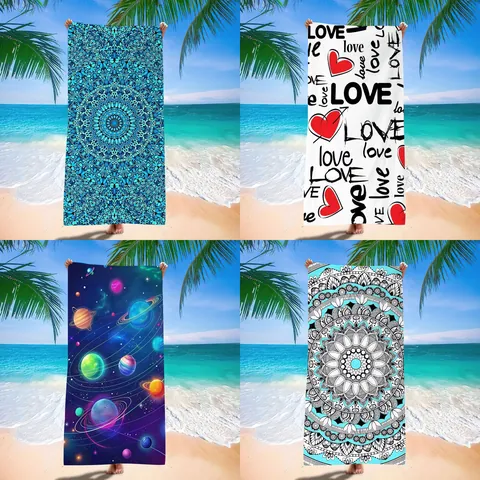 Toalla de Playa de Microfibra Mandala Secado Rápido Sin Arena Toalla de Baño Fibra Superfina Grande Absorbente Viaje Piscina Para Adultos Yoga Gym