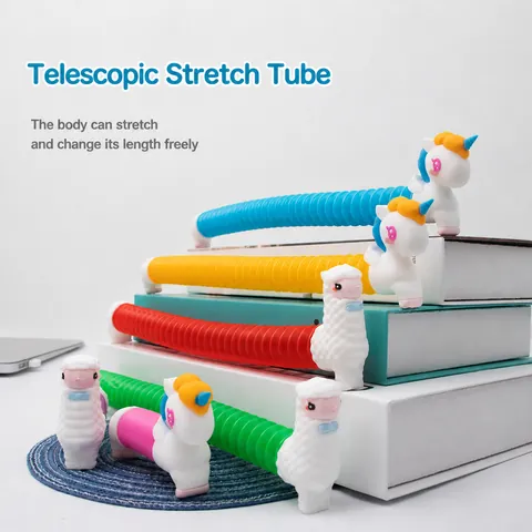 Creative Stretchable Animal Pop Tube Fidget Toy Silicone Unicorn Alpaca Sensory Stress Relief Toy For Kids Adults Office Gift