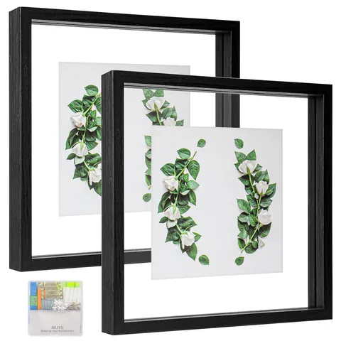 MDF Ξύλινη Κορνίζα Shadow Box με Διπλό Γυαλί για DIY Έκθεση Δειγμάτων Αποξηραμένων Λουλουδιών Ορθογώνια Τετράγωνη Κορνίζα Επιτραπέζια Διακόσμηση Σπιτιού