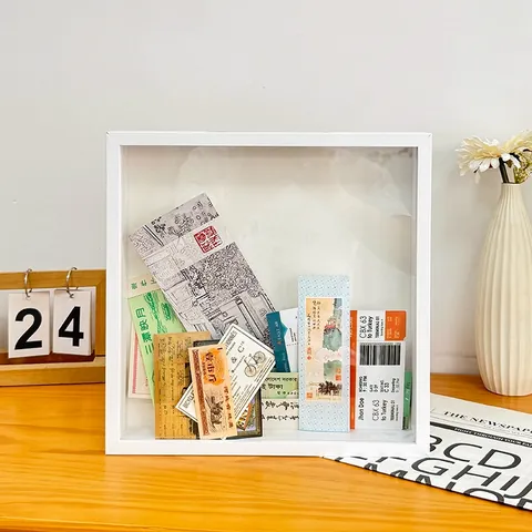 Holz Schaukasten Bilderrahmen Ticket Stub Display Case Reise Erinnerung Aufbewahrungsbox Mit Kartenmuster Für Home Office Dekor