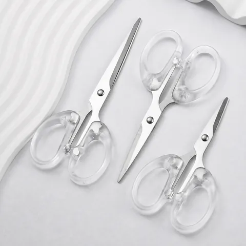 Minimalist Transparent Handle Stainless Steel Scissors Office Stationery School Art Scissors Students Adults Tool Gift