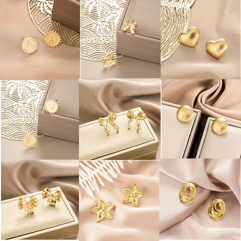 Fashion Irregular Stainless Steel Stud Earrings For Women European American Style High End Summer Jewelry Gold Silver Earrings