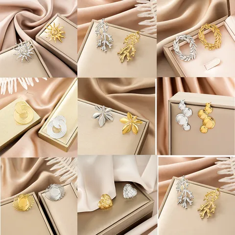 Fashion Irregular Stainless Steel Stud Earrings For Women European American Style High End Summer Jewelry Gold Silver Earrings