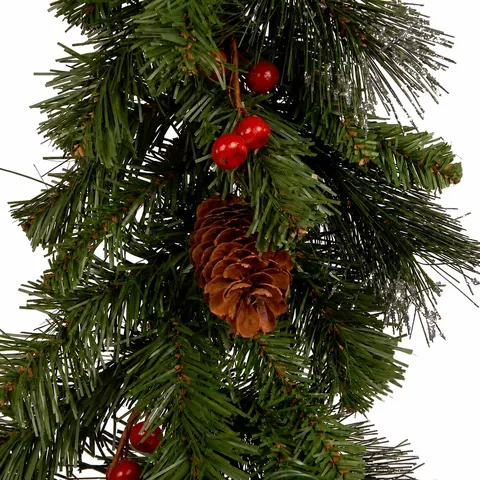 Guirlanda de Navidad LED de Ratán Con Piñas Bayas Rojas Para Escaleras Chimenea Puerta Principal Decoración Festiva Hogar