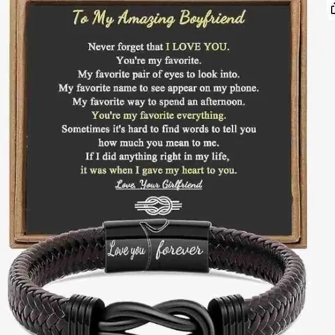 Heren Handgevlochten Leren Armband Roestvrij Stalen Magneetsluiting Infinity Knoop Armband Met Gravering Cadeauverpakking Set