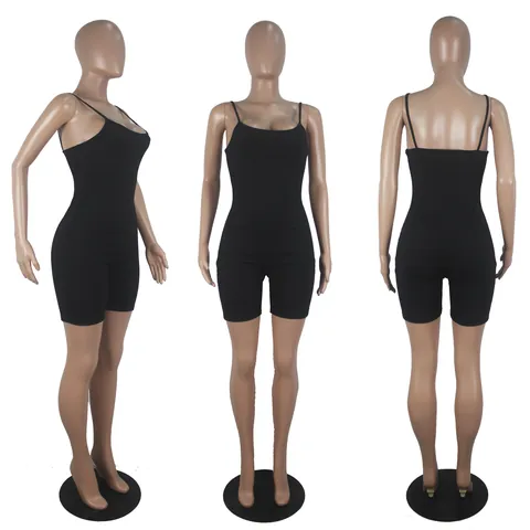 Combishort de Sport Sexy Couleur Unie pour Femme Polyester Tricoté Sans Manches Bodycon Top And Bottom Pour Fitness Quotidien Décontracté