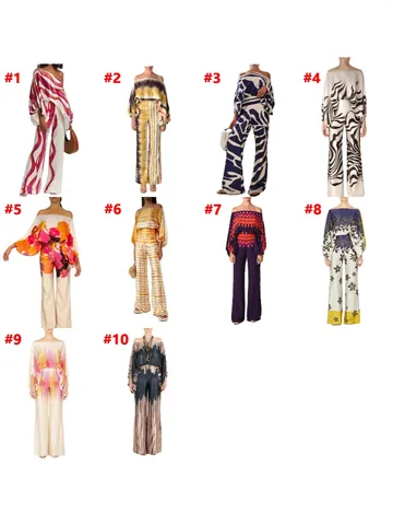 Women Satin Print Off The Shoulder Long Sleeve Top And Bottom Loose Casual Wide Leg Pants Co-ords Outfit Daily Vacation