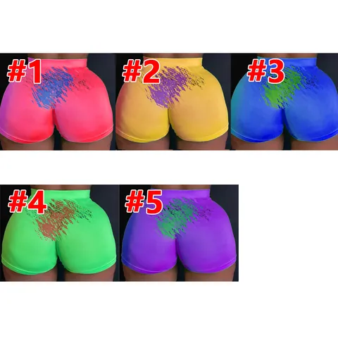 Women Sexy High Waisted Bodycon Shorts Abstract Graphic Print Yoga Hot Pants Tight Fitness Gym Workout Sports Bottoms