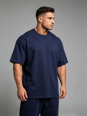 Herren Oversized Schnelltrocknendes Baumwollmischung T-Shirt Einfarbig Kurzarm Rundhals Fitness Training Top Sportlich Lässig Gym Tee