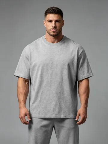 Herren Oversized Schnelltrocknendes Baumwollmischung T-Shirt Einfarbig Kurzarm Rundhals Fitness Training Top Sportlich Lässig Gym Tee