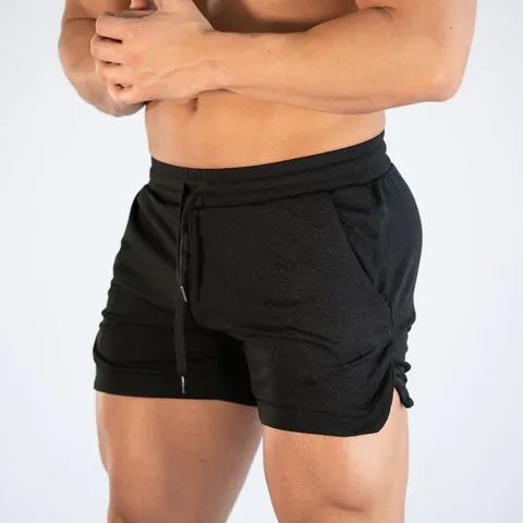 Men's Quick Dry Fitness Sports Shorts Mesh Breathable Bodybuilding Running Short Bottoms Side Slit Training Gym Beach Shorts