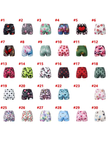 Women Sexy Printed Yoga Shorts High Waist Slim Fit Booty Lifting Athletic Gym Shorts Leopard Heart Floral Pattern Sports Shorts
