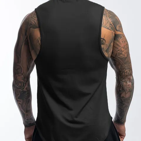 Herren Sport Schnelltrocknend Tank Top Ärmellos Fitness Muskel Weste Mit Seitlicher Reißverschlusstasche Atmungsaktives Polyester Training Top