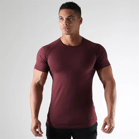 Men Muscle Fit Compression T-Shirt Quick Dry Short Sleeve Training Top For Gym Sports Basketball Running Muscle Tee