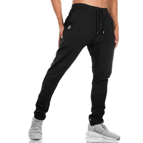 Men Cotton Blend Joggers Slim Fit Muscle Fitness Sweatpants With Ankle Zippers Drawstring Pockets Breathable Sports Leisure Bottom