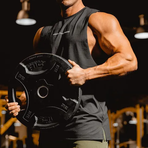 Men Muscle Fitness Tank Top Breathable Slim Fit Gym Sleeveless Top Lead The Pack Print Mesh Back Sportswear Training Top