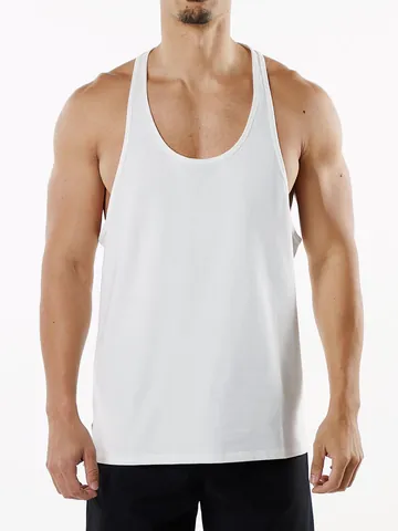 Men's Muscle Fitness Tank Top Cotton Racerback Side Split Breathable Sports Sleeveless Vest For Gym Workout Summer Casual Top