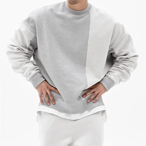 Sudadera Informal de Otoño para Hombre Estilo Coreano Oversize Jersey de Mezcla de Algodón Hombros Caídos Top