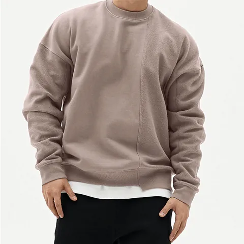 Sudadera Informal de Otoño para Hombre Estilo Coreano Oversize Jersey de Mezcla de Algodón Hombros Caídos Top