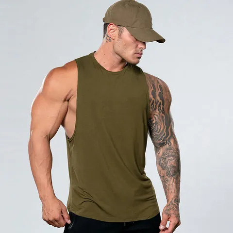 Herren Muskel Fitness Tank Top Baumwollmischung Atmungsaktiv Ärmellos Gym Weste Bedruckt Sport Basketball Top Workout Top Herren