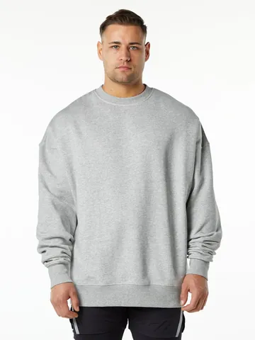 Heren Heavyweight 400G Fleece Gevoerd Ronde Hals Sweatshirt Amerikaans Oversized Afhangende Schouders Effen Kleur Pullover Top