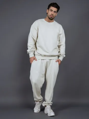 Ensemble Sweat-shirt à Col Rond et Pantalon Doublé Polaire Automne Hiver pour Hommes Femmes Unisexe Décontracté Sportswear Top And Bottom