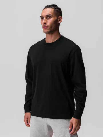 Herren Casual Langarm T-Shirt Lockere Passform Einifarbig Baumwolle Rundhals Pullover Basic Sportswear Oberteil