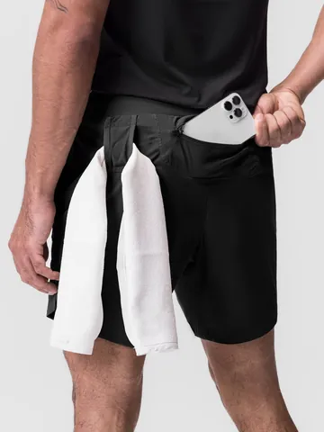 Pantalones Cortos Deportivos Casuales Estilo Americano para Hombre Secado Rápido Tejido Workout Fitness Gimnasio Correr con Bolsillo Trasero de Cremallera y Lazo para Toalla