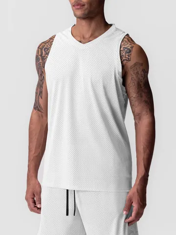 Men's Quick Dry Mesh Sports Tank Top V-Neck Lightweight Breathable Basketball Vest For Fitness Running Gym Training