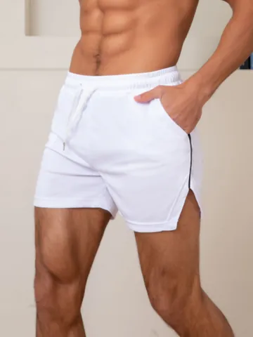 Men European Size Athletic Fitness Shorts Breathable Quick Dry Running Solid Color Summer Casual Beach Sport Bottom