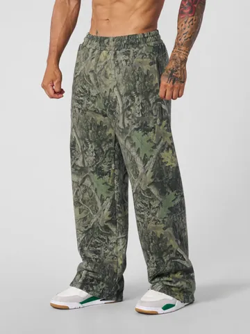 Men's Loose Jogger Pants Digital Forest Camo Pattern American Streetwear Casual Baggy Sweatpants Bottom For Men