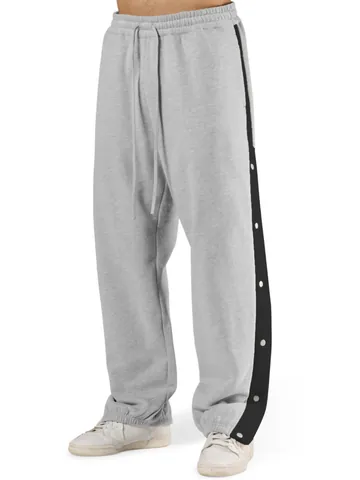 Pantaloni da Basket in Pile da Uomo Design con Bottoni a Pressione Joggers Comodi Sportivi Casual per Autunno Inverno