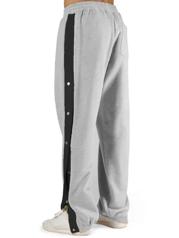 Pantaloni da Basket in Pile da Uomo Design con Bottoni a Pressione Joggers Comodi Sportivi Casual per Autunno Inverno