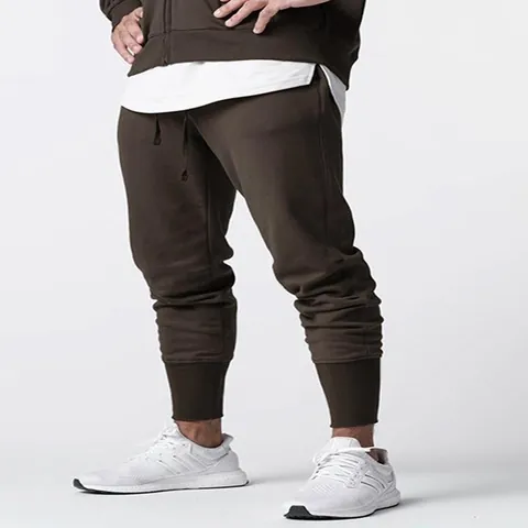 Herren Casual Slim Fit Joggers Sportlich Baumwollmischung Jogginghose Einfarbig Kordelzug Verjüngte Manschetten French Terry Hose Laufen Gym Fitness Unterteil