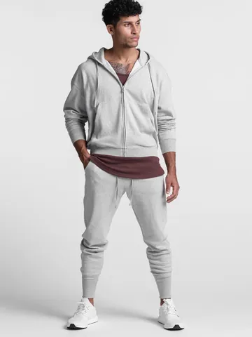 Men's Athletic Leisure Suit Cotton Blend French Terry Zip Up Hooded Top And Bottom Joggers Sweatsuit Sportswear