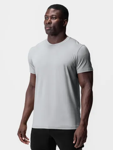 Camiseta Deportiva Slim Fit para Hombre de Secado Rápido Seda de Hielo Algodón Poliéster Transpirable Cuello Redondo Manga Corta Gym Athletic Top