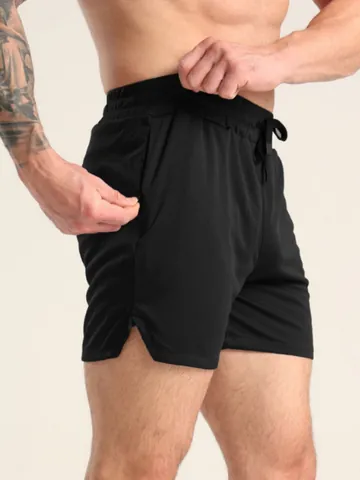 Men Quick Dry Gym Sports Shorts With Zipper Pockets Breathable Mesh Athletic Running Basketball Beach Casual Fitness Bottoms