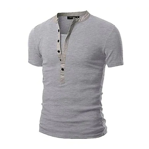 Men Fashion Slim Fit Henley Neck Contrast Patchwork Short Sleeve T-Shirt Casual Sporty Summer Tee Top For Teenagers