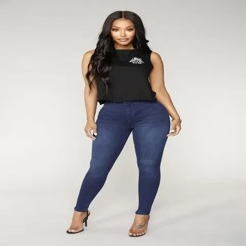 Women High Waist Slim Fit Pencil Jeans Bodycon Cotton Washed Denim Skinny Trousers For Daily Commute