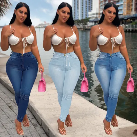 Damen High Waist Skinny Jeans Stretch Denim Bleistifthose Westlicher Stil Casual Gewaschene Baumwollhose Für Damen