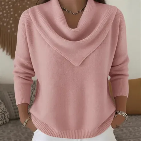 Women Waffle Knit V-Neck Pullover Long Sleeve Solid Color Casual Loose Fashion Top Comfortable Blouse Sweatshirt
