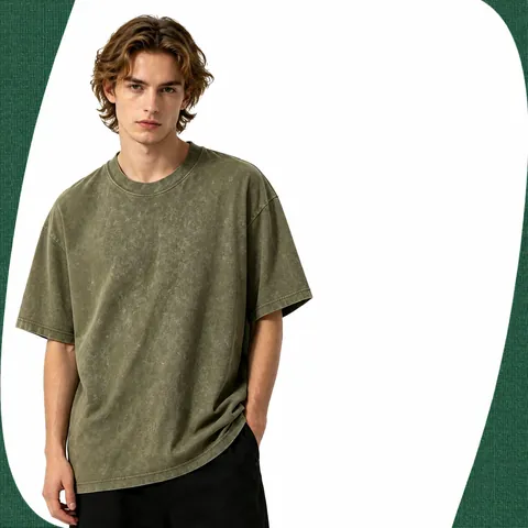 T-Shirt en Coton Poids Lourd Délavage à l'Acide Vintage Hommes Femmes Oversized Coupe Large Manches Courtes Col Rond Top Streetwear Rétro