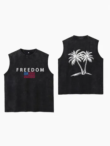 Camiseta sin Mangas de Algodón de Peso Pesado Lavado Envejecido para Hombre Vintage Ajuste Holgado Streetwear Casual Retro Top