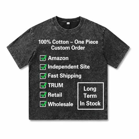 American Vintage Heavyweight Washed Cotton T-Shirt Heavy Washed Loose Fit Short Sleeve Crew Neck Top Unisex Plain Tee